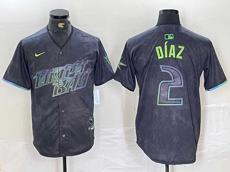 Mens Tampa Bay Rays #2 Yandy Diaz Charcoal 2024 City Connect Limited Stitched Jersey